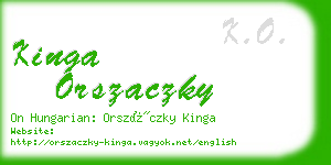 kinga orszaczky business card